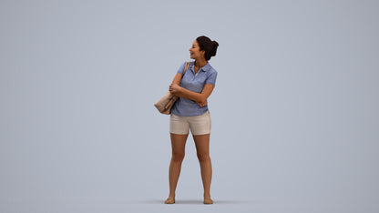 3D people model woman casual standing, scanned human for 3ds Max rendering, standing pose render