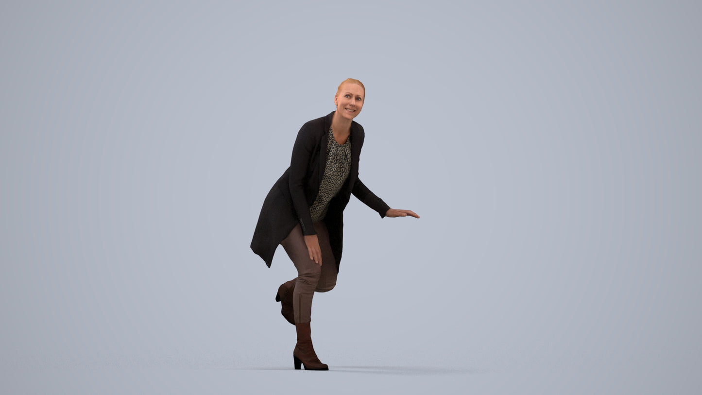 realistic 3D people woman business standing, render-ready for V-Ray and Corona, FBX OBJ, standing pose render