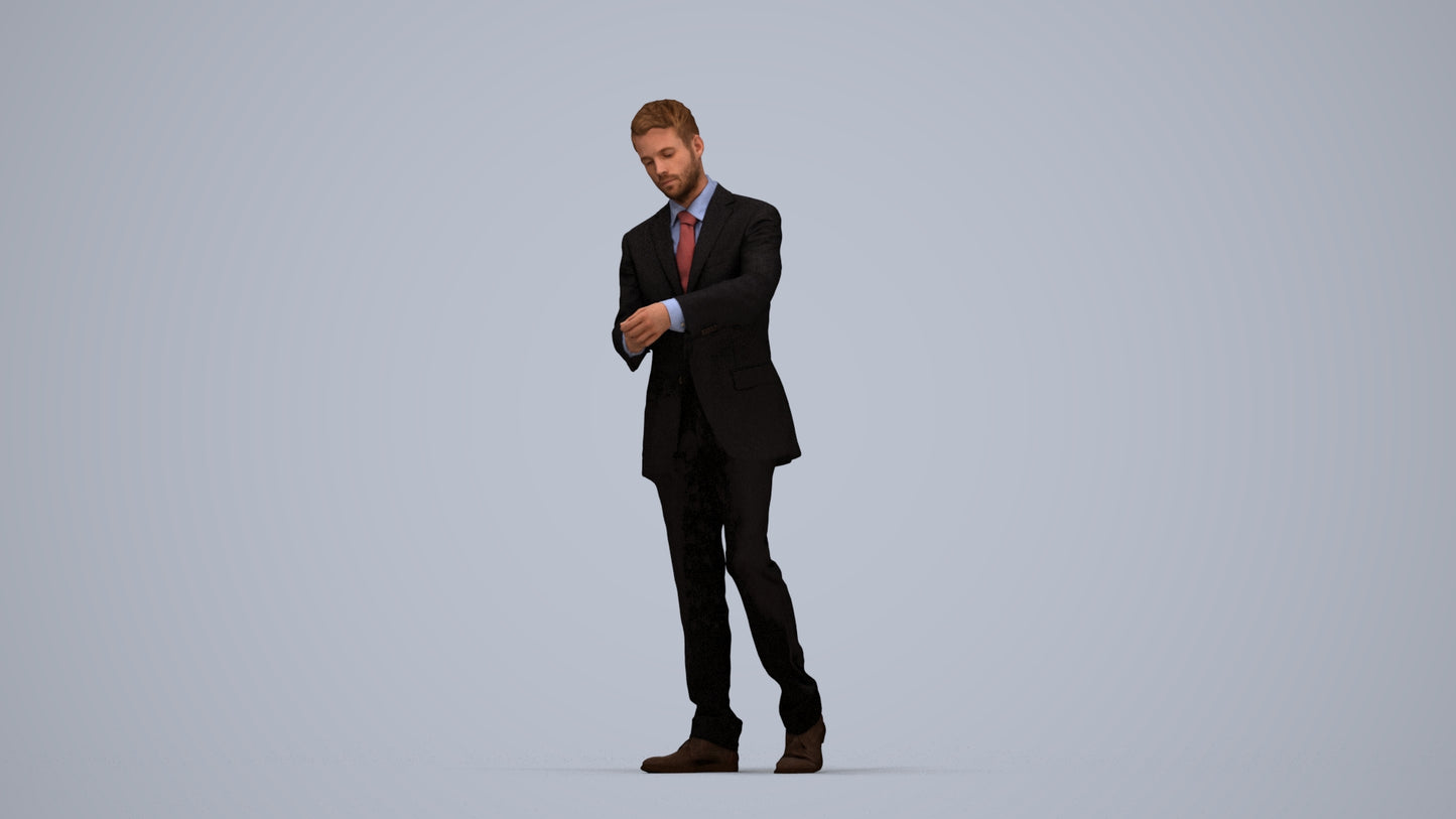 realistic 3D human man business, archviz people FBX OBJ for Blender, top-down view render
