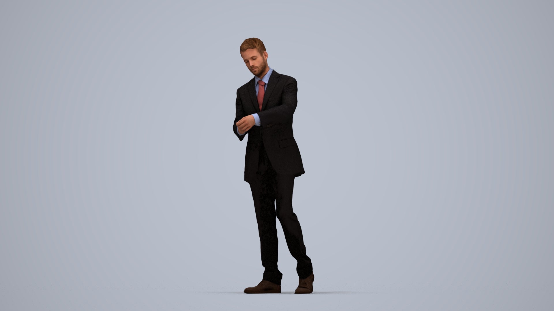realistic 3D human man business, archviz people FBX OBJ for Blender, top-down view render