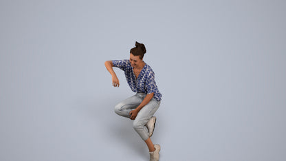 3D scanned woman sitting casual, photorealistic archviz people for Enscape and SketchUp, back view render