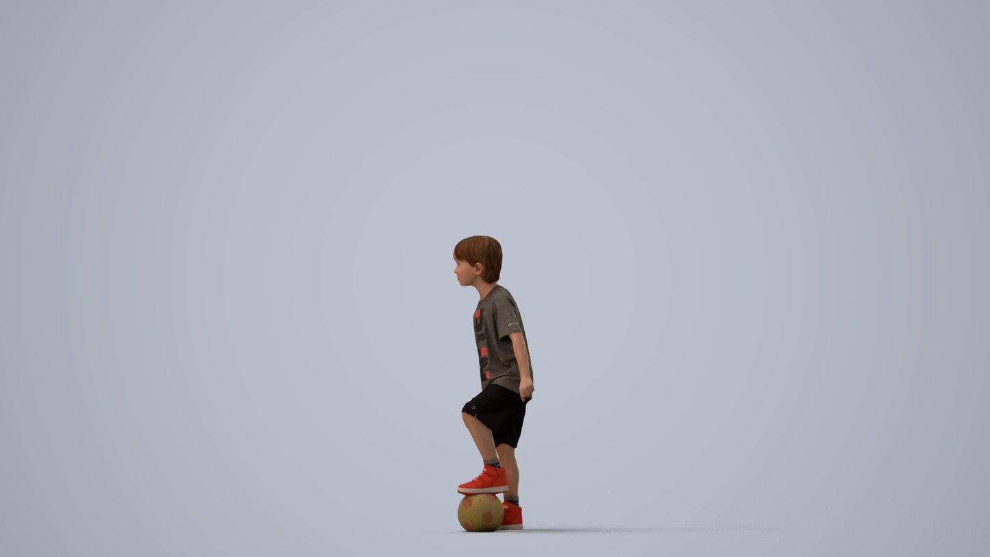 photogrammetry 3D boy casual kids, realistic human model archviz FBX, three-quarter view render