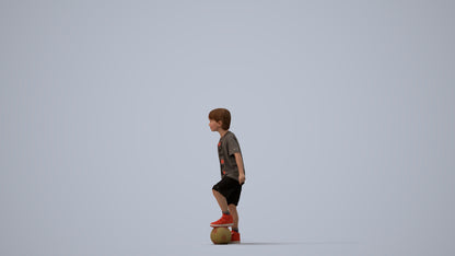 photogrammetry 3D boy casual kids, realistic human model archviz FBX, three-quarter view render
