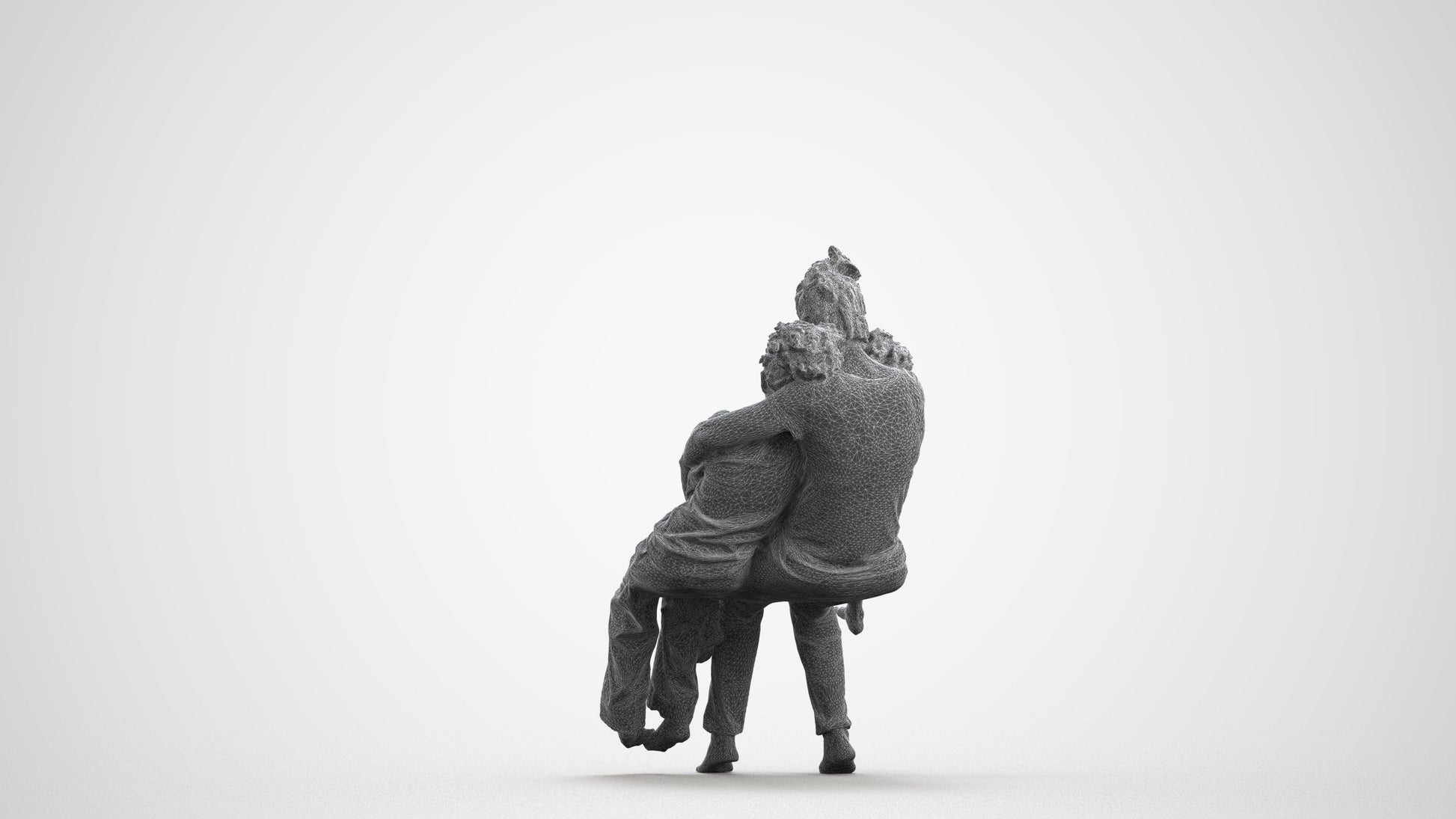 realistic 3D human girl kids, archviz people FBX OBJ for Blender, wireframe front view