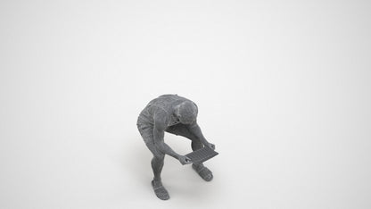 realistic 3D people man casual sitting, render-ready for V-Ray and Corona, FBX OBJ, wireframe three-quarter view