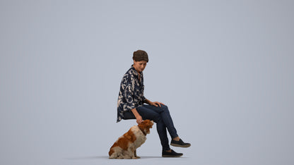 realistic 3D people woman casual sitting, render-ready for V-Ray and Corona, FBX OBJ, side view render