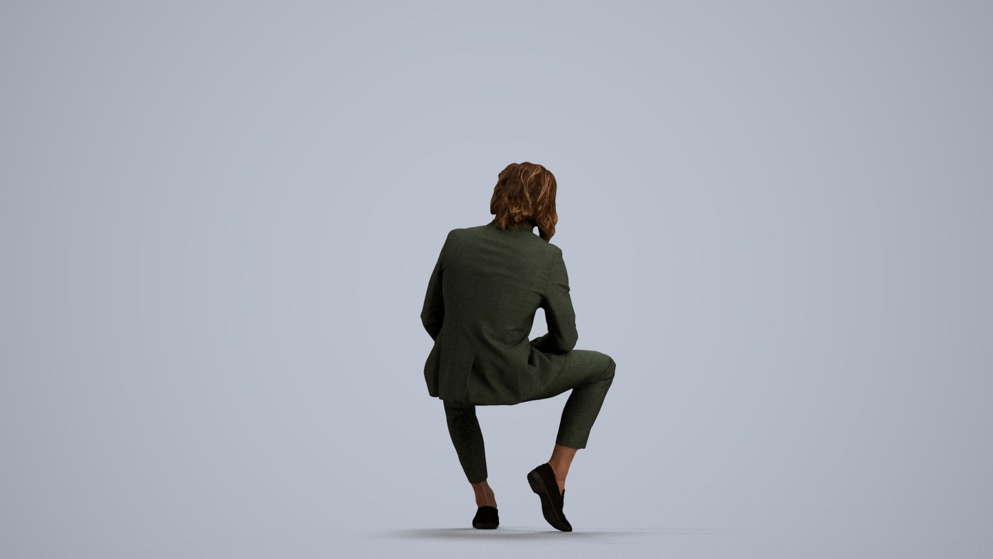 realistic 3D human man business, archviz people FBX OBJ for Blender, front view render