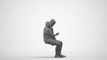 realistic 3D boy kids, scanned archviz people for Blender and 3ds Max, wireframe side view