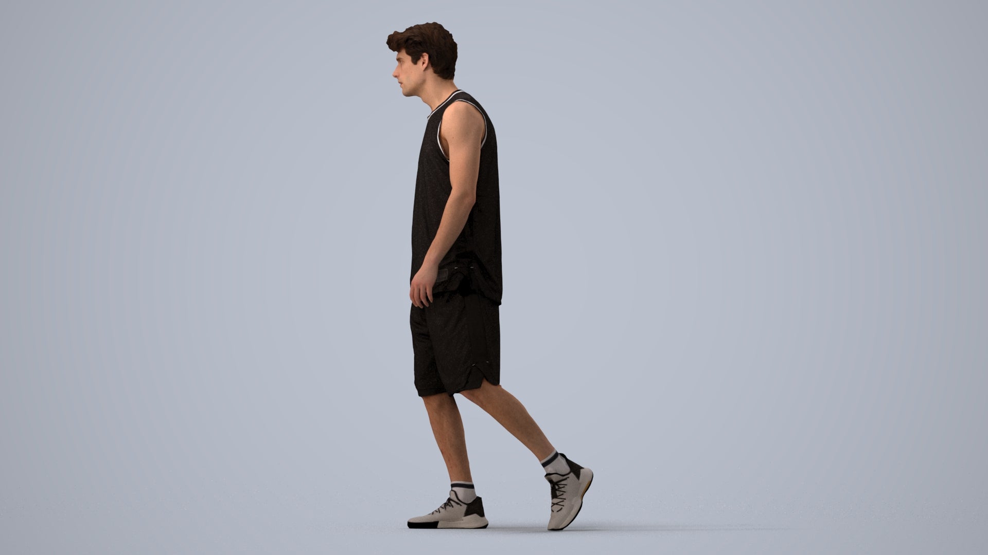 3D scanned man sport, photorealistic archviz people for Enscape and SketchUp, three-quarter view render