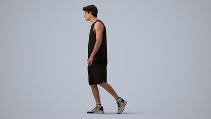 3D scanned man sport, photorealistic archviz people for Enscape and SketchUp, three-quarter view render