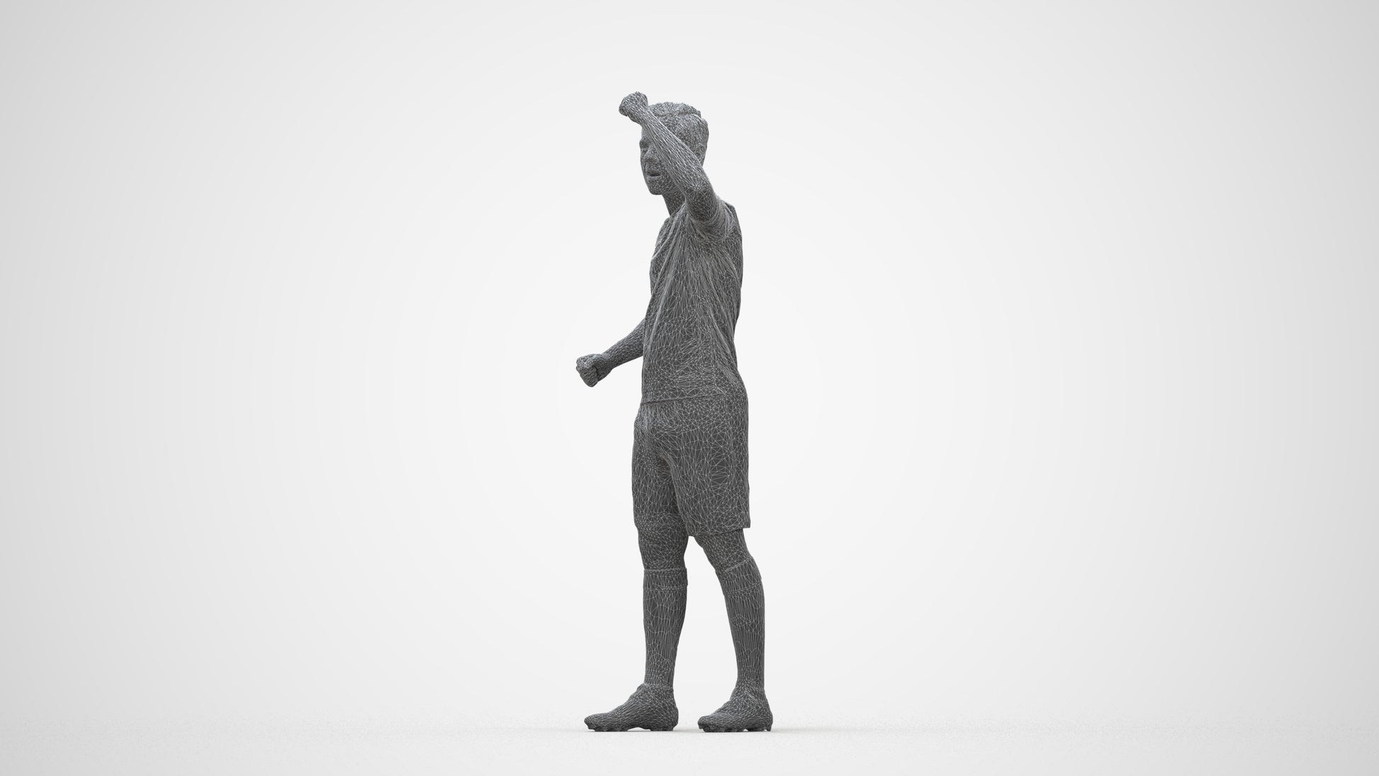 realistic 3D human boy sport, archviz people FBX OBJ for Blender, wireframe back view
