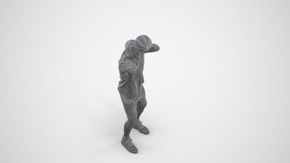 3D people model man sport, scanned human for 3ds Max rendering, wireframe three-quarter view