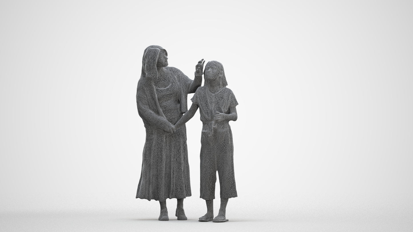 3D people model girl casual kids, scanned human for 3ds Max rendering, three-quarter front view render