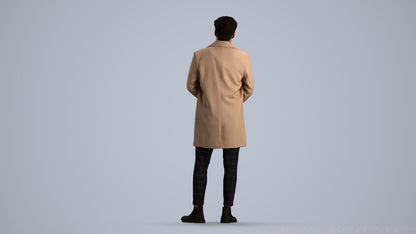 realistic 3D human man business standing, archviz people FBX OBJ for Blender, front view render