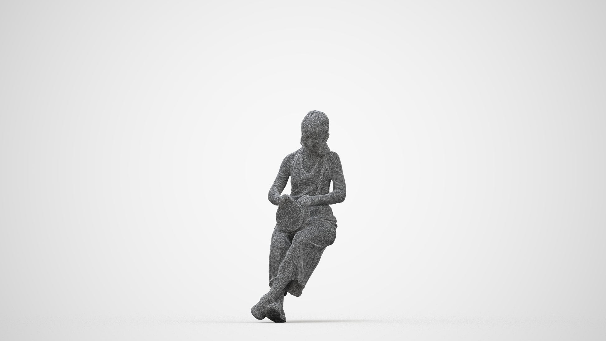 photogrammetry 3D girl casual kids, realistic human model archviz FBX, wireframe back view