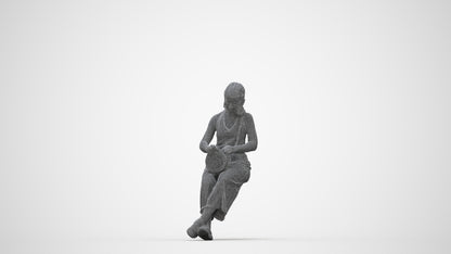 photogrammetry 3D girl casual kids, realistic human model archviz FBX, wireframe back view