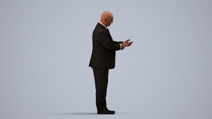 scanned 3D man business mix, photogrammetry people for Enscape and V-Ray, side view render