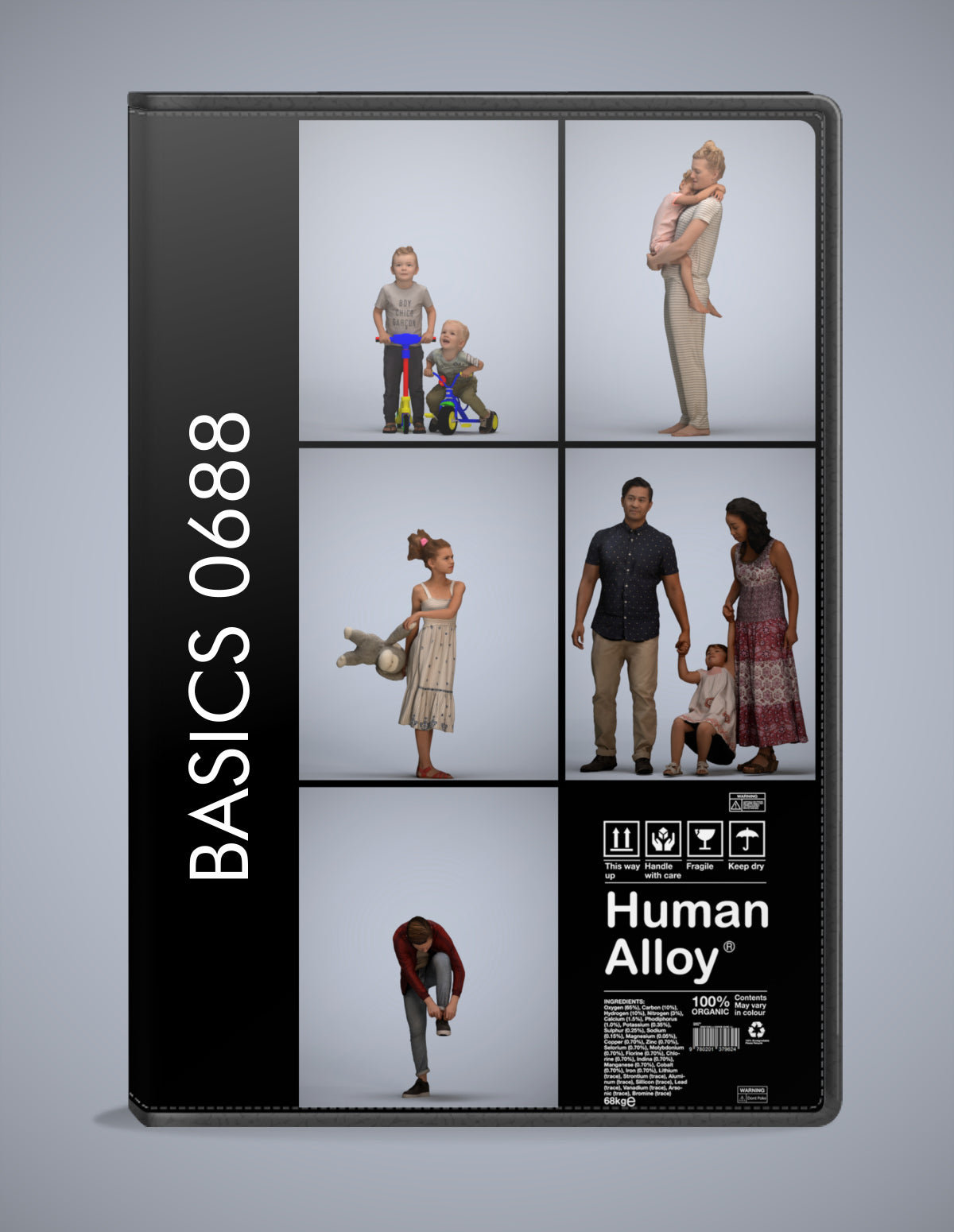 photogrammetry 3D people kids collection, 5 realistic human models archviz FBX