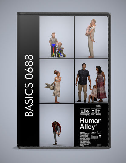 photogrammetry 3D people kids collection, 5 realistic human models archviz FBX