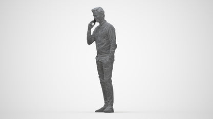 realistic 3D human man casual standing, archviz people FBX OBJ for Blender, wireframe back view