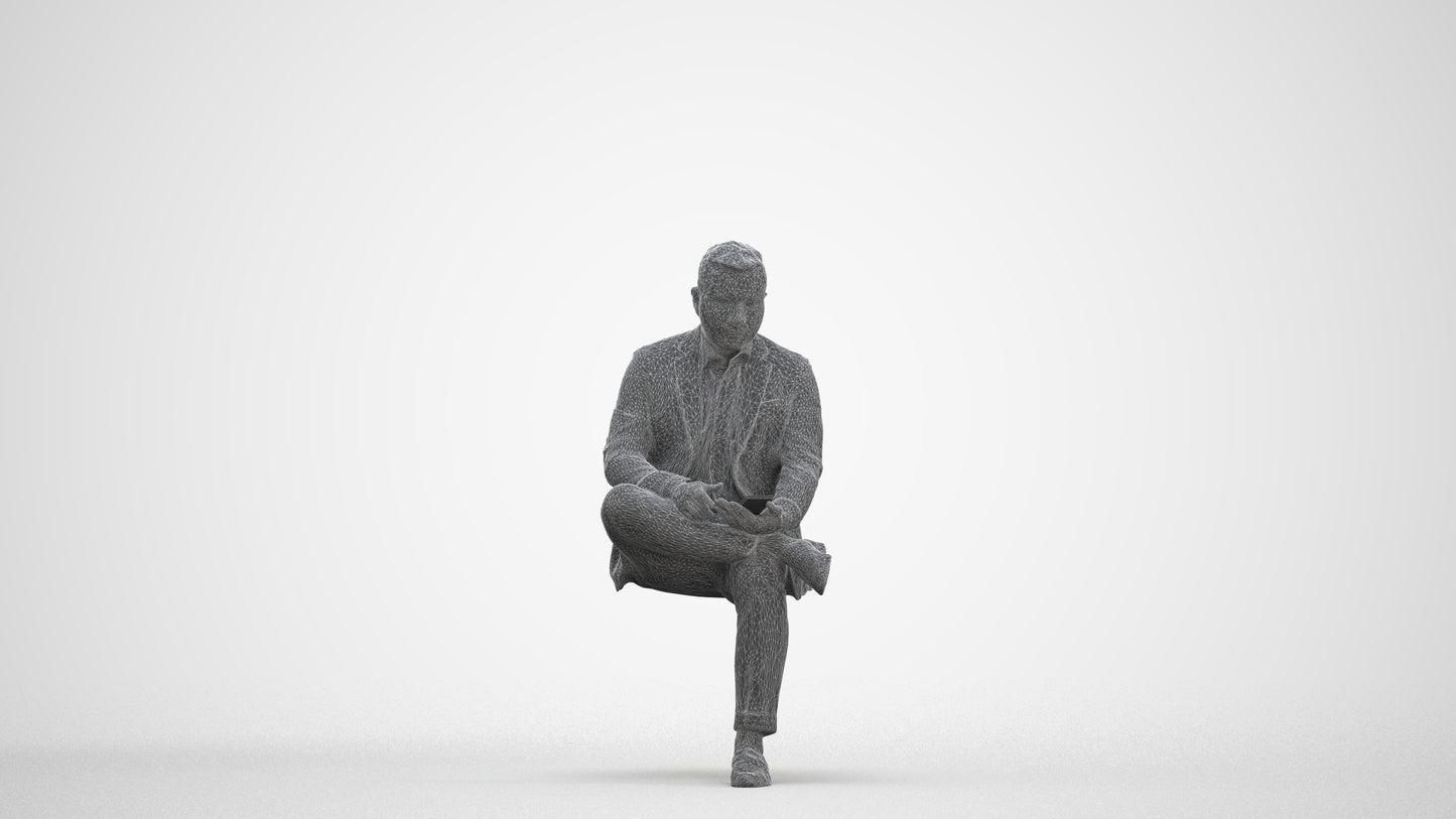 photogrammetry 3D man business, realistic human model archviz FBX, three-quarter front view render