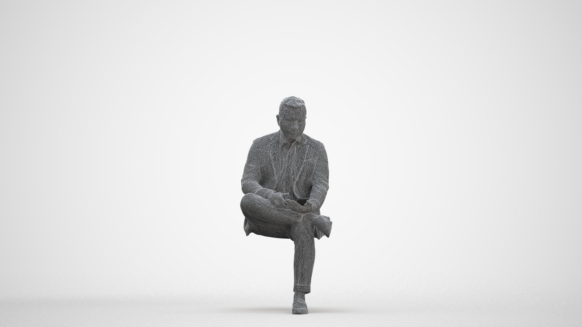 photogrammetry 3D man business, realistic human model archviz FBX, three-quarter front view render