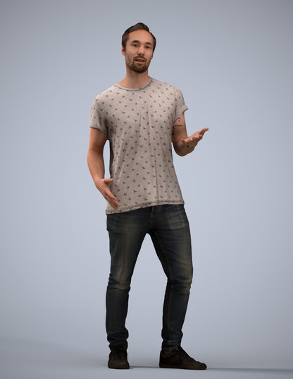realistic 3D human man casual standing, archviz people FBX OBJ for Blender