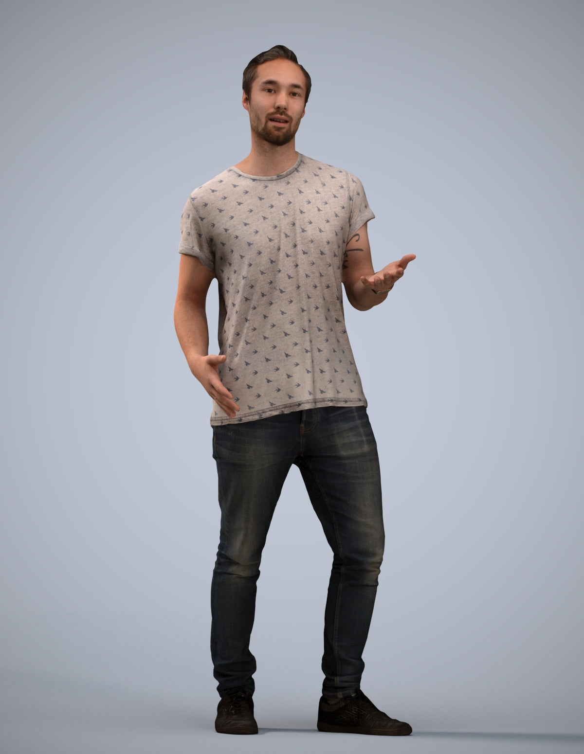 realistic 3D human man casual standing, archviz people FBX OBJ for Blender