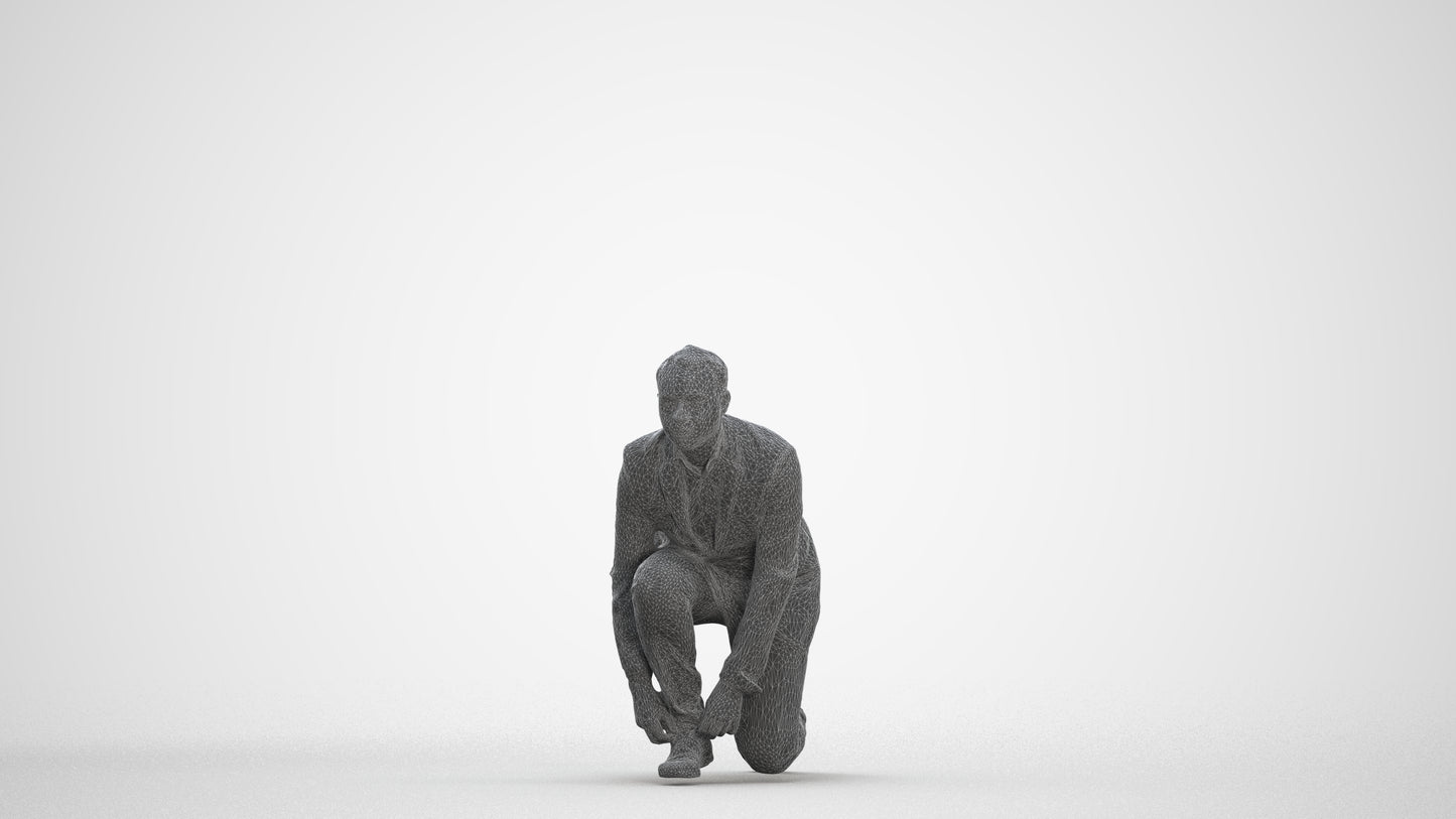 scanned 3D man business standing, photogrammetry people for Enscape and V-Ray, three-quarter front view render