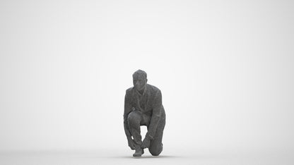 scanned 3D man business standing, photogrammetry people for Enscape and V-Ray, three-quarter front view render