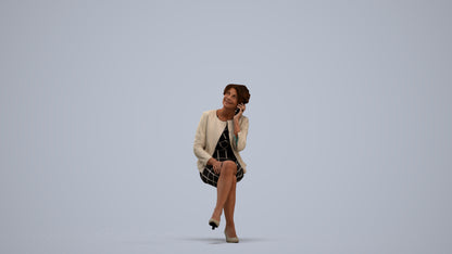 photogrammetry 3D woman business sitting, realistic human model archviz FBX, standing pose render