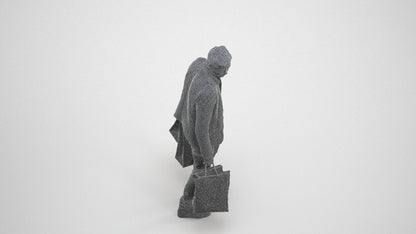 3D scanned man shopping casual, photorealistic archviz people for Enscape and SketchUp, wireframe three-quarter view
