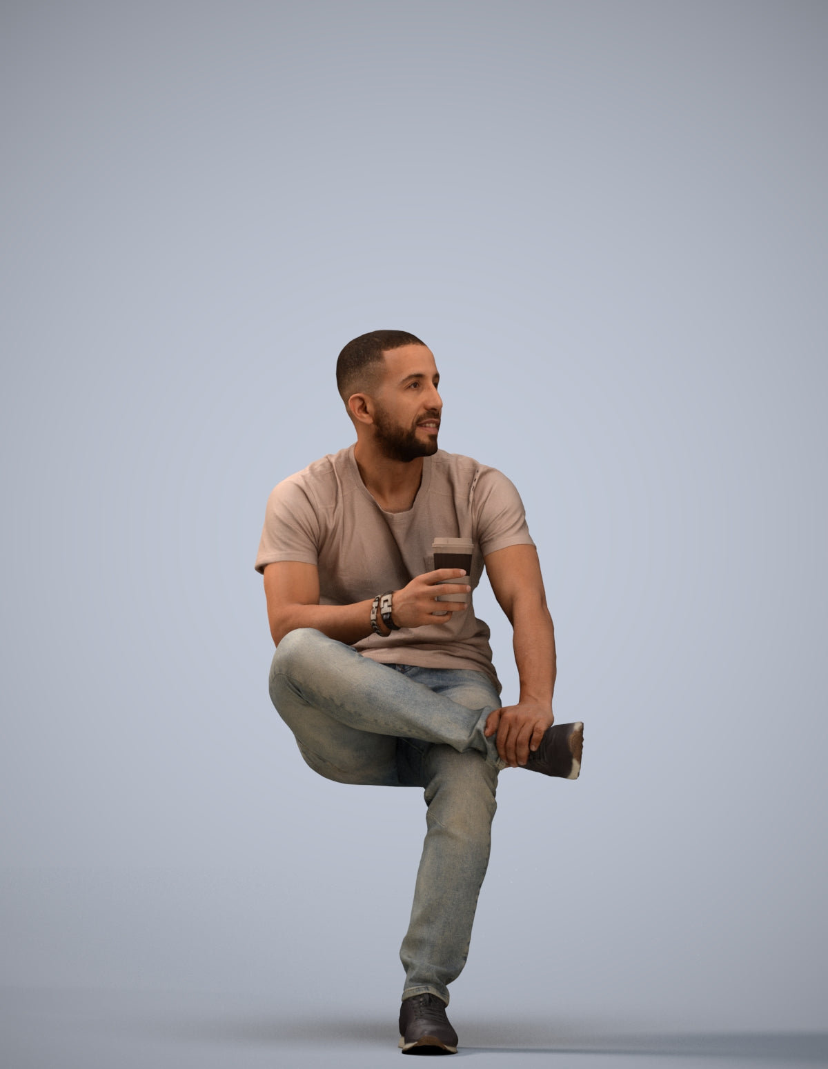 realistic 3D people man casual sitting, render-ready for V-Ray and Corona, FBX OBJ