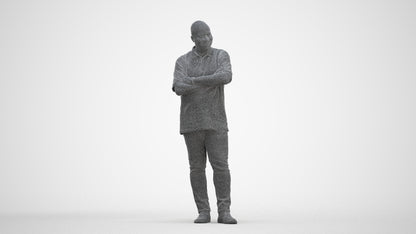 scanned 3D man casual standing, photogrammetry people for Enscape and V-Ray, three-quarter front view render