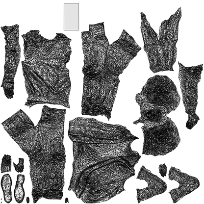 3D people model man casual standing, scanned human for 3ds Max rendering, wireframe top-down view