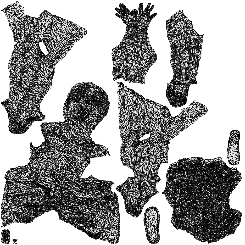 3D people model girl casual sitting, scanned human for 3ds Max rendering, wireframe top-down view