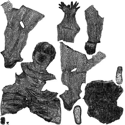 3D people model girl casual sitting, scanned human for 3ds Max rendering, wireframe top-down view
