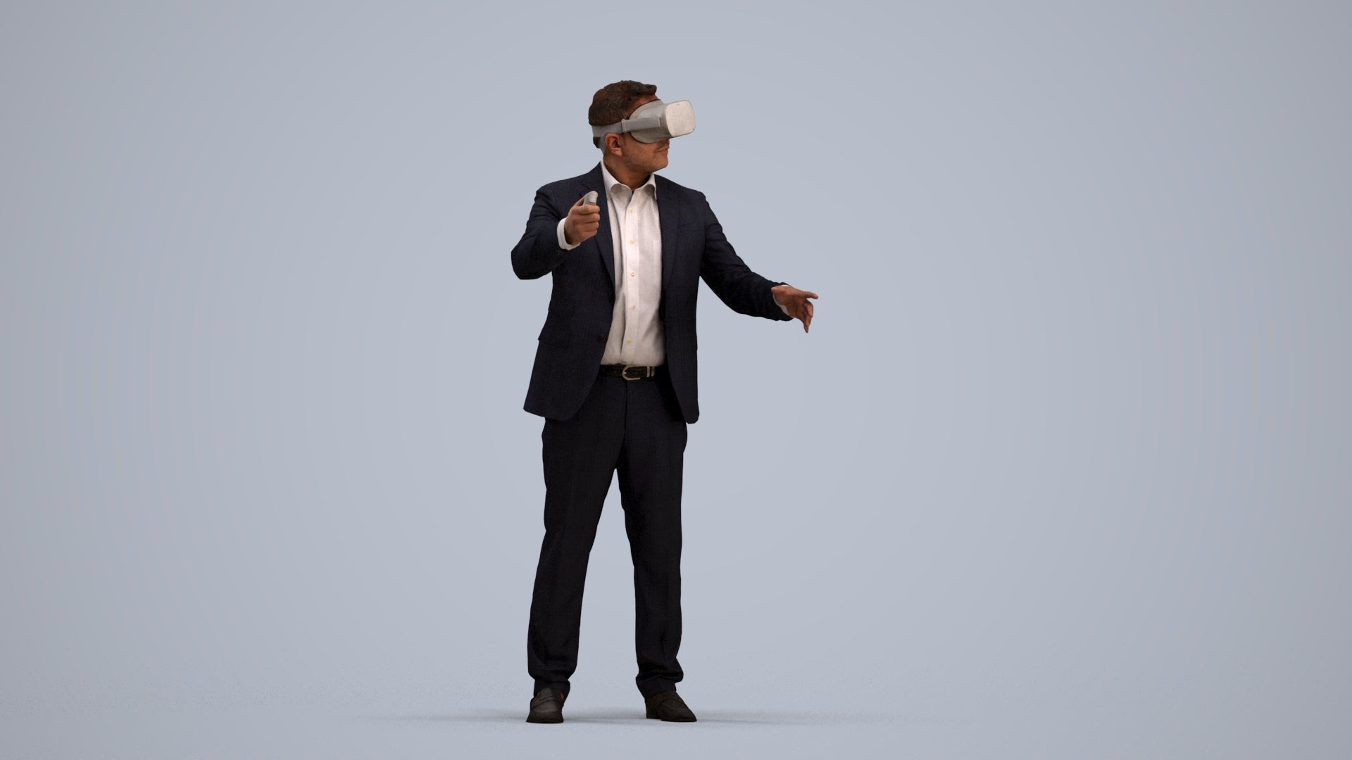 3D scanned man standing business, photorealistic archviz people for Enscape and SketchUp, standing pose render
