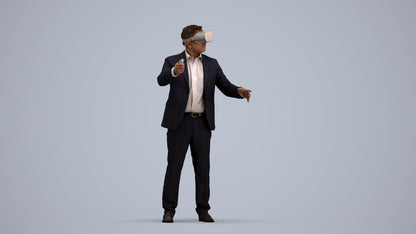 3D scanned man standing business, photorealistic archviz people for Enscape and SketchUp, standing pose render