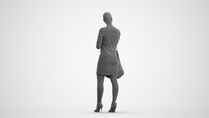 3D people model woman business standing, scanned human for 3ds Max rendering, wireframe front view