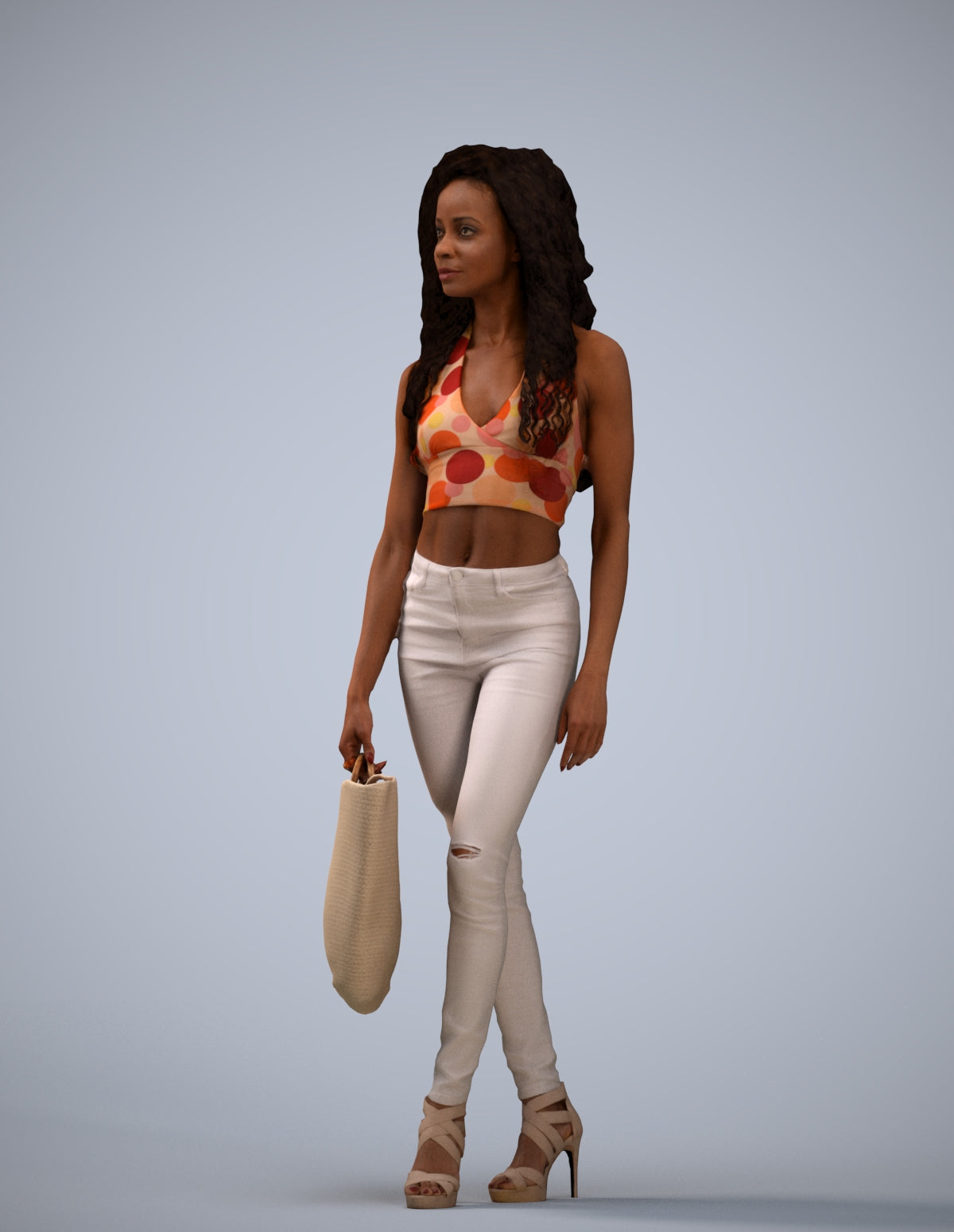 realistic 3D people woman casual walking, render-ready for V-Ray and Corona, FBX OBJ