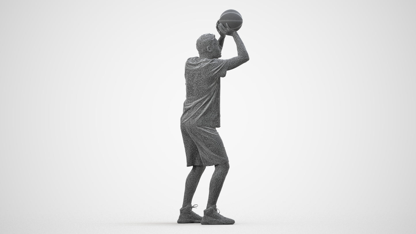 3D people model man sport, scanned human for 3ds Max rendering, wireframe side view