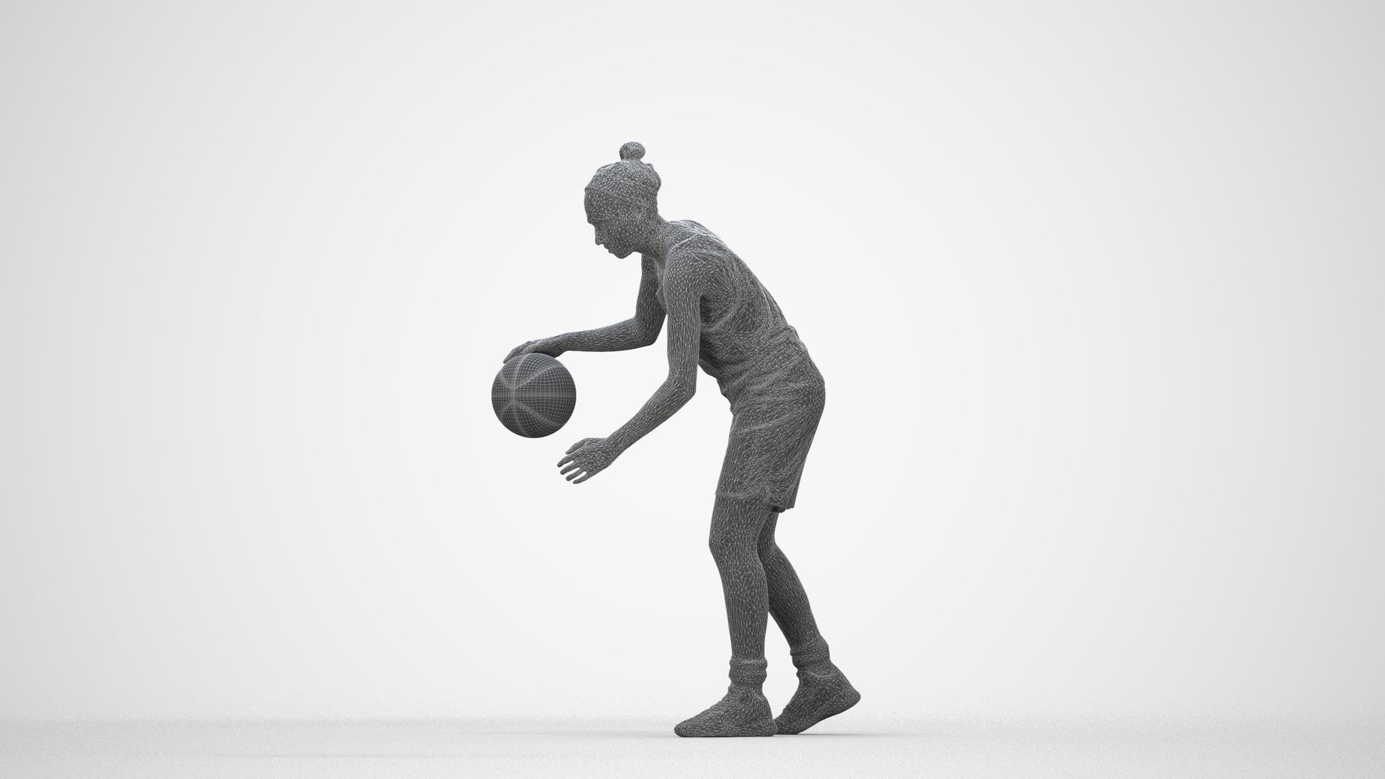realistic 3D human woman sport, archviz people FBX OBJ for Blender, wireframe back view