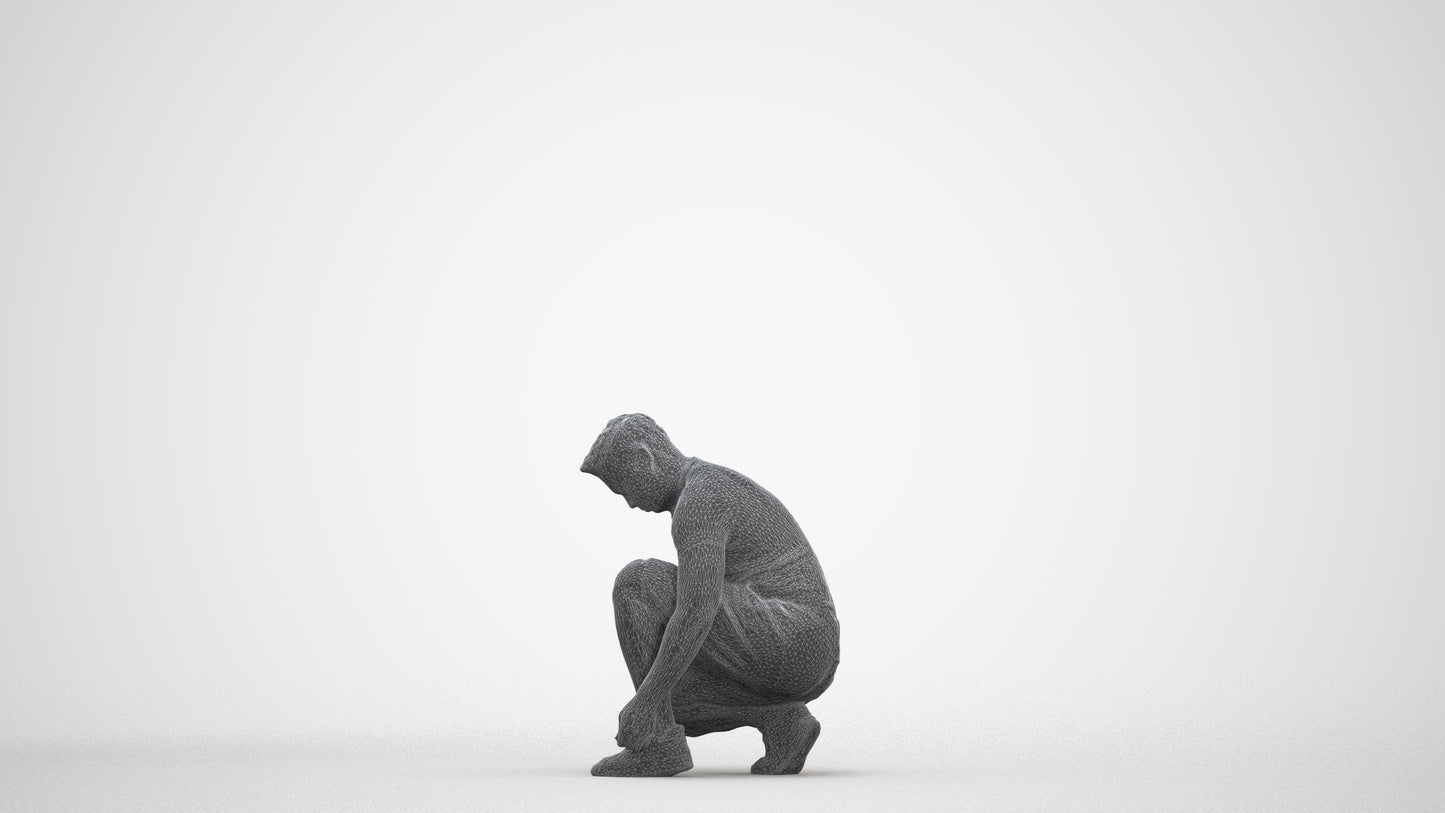 scanned 3D man sport standing, photogrammetry people for Enscape and V-Ray, three-quarter front view render