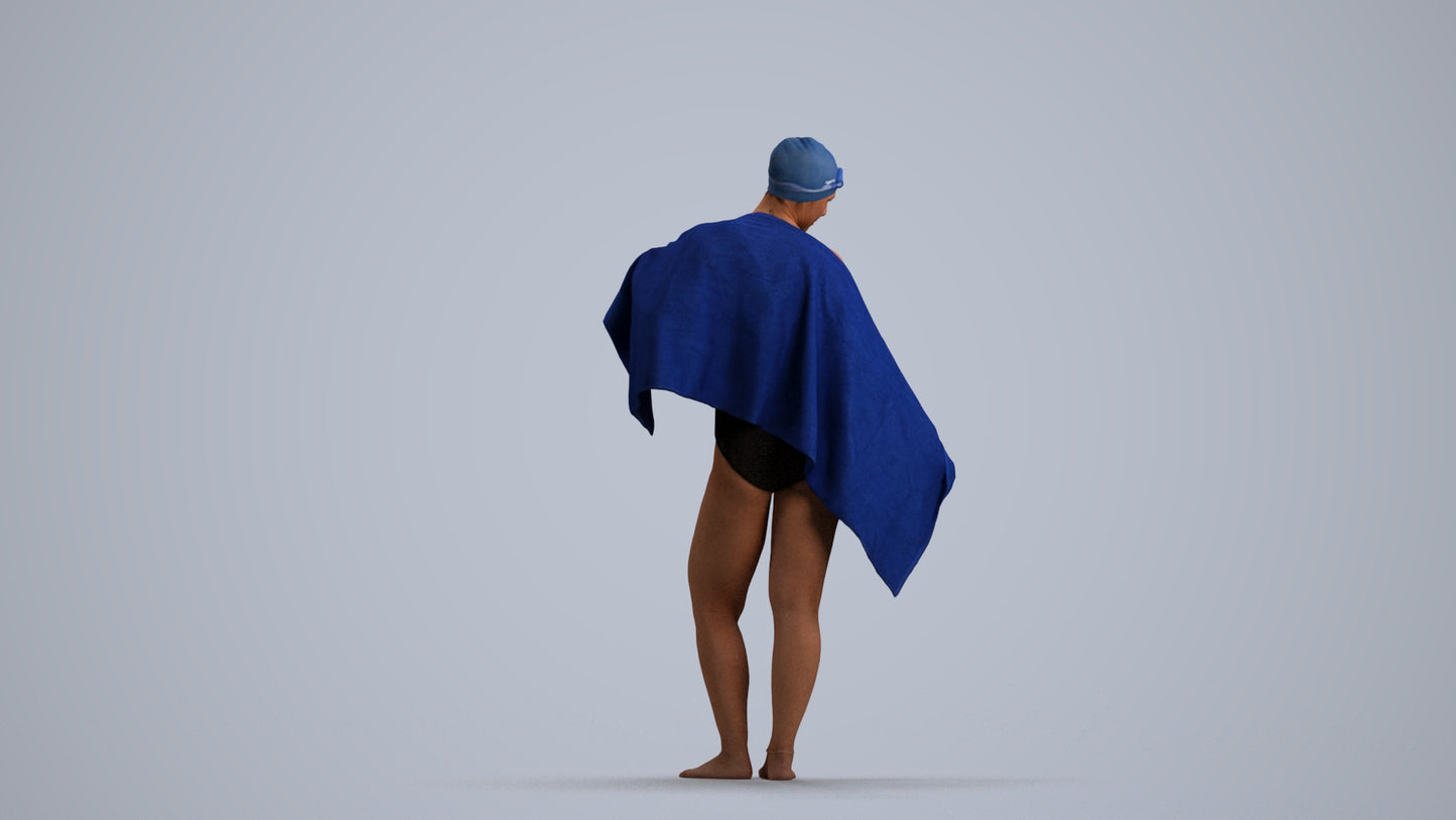 scanned 3D woman pool, photogrammetry people for Enscape and V-Ray, front view render