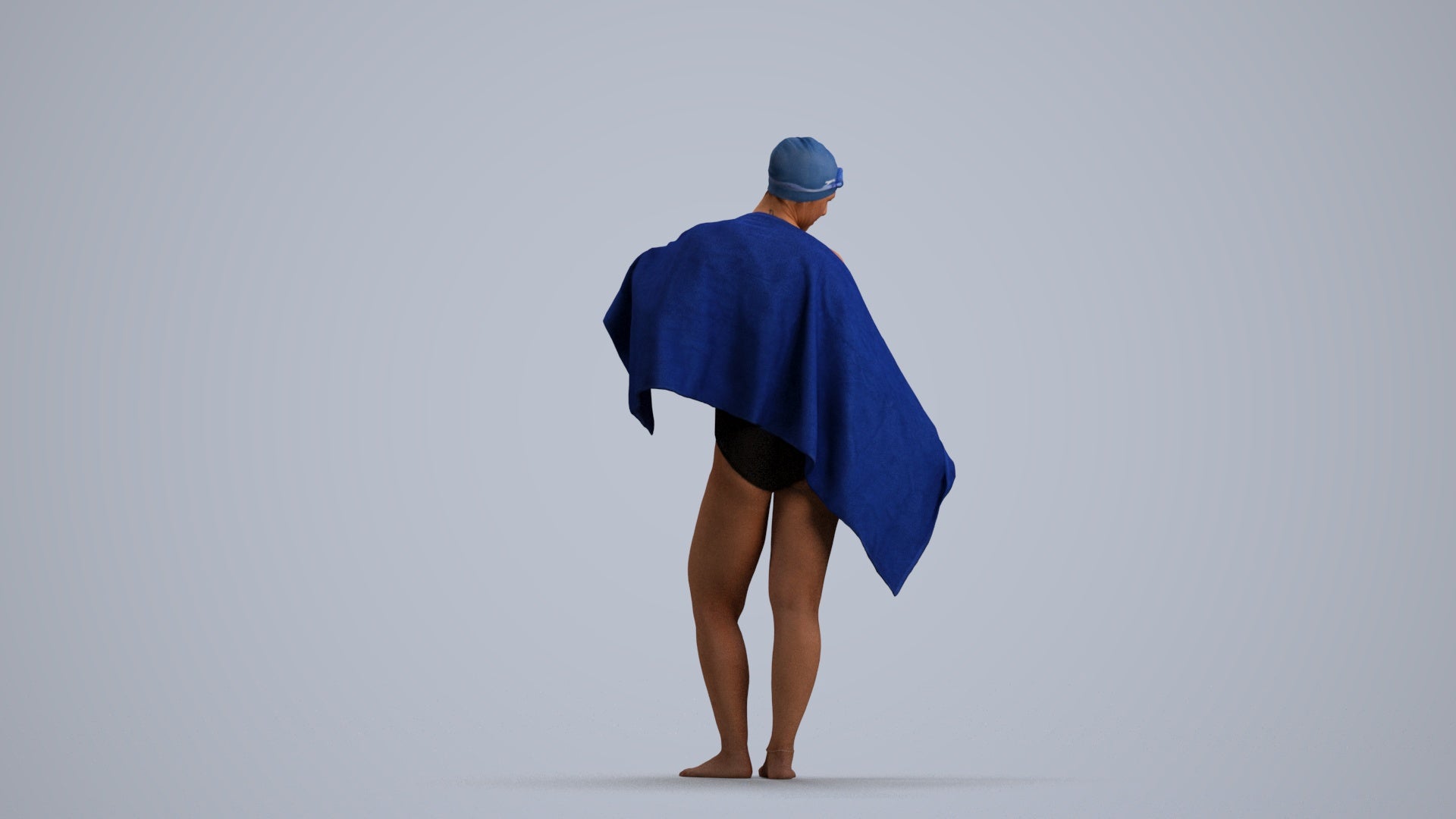 scanned 3D woman pool, photogrammetry people for Enscape and V-Ray, front view render