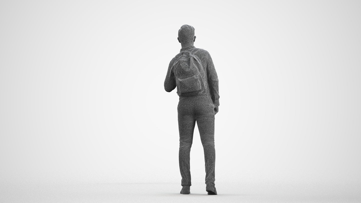 realistic 3D people boy kids, render-ready for V-Ray and Corona, FBX OBJ, wireframe front view