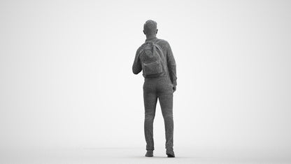 realistic 3D people boy kids, render-ready for V-Ray and Corona, FBX OBJ, wireframe front view