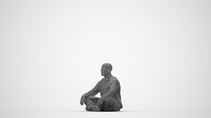 photogrammetry 3D man sitting, realistic human model archviz FBX, wireframe back view