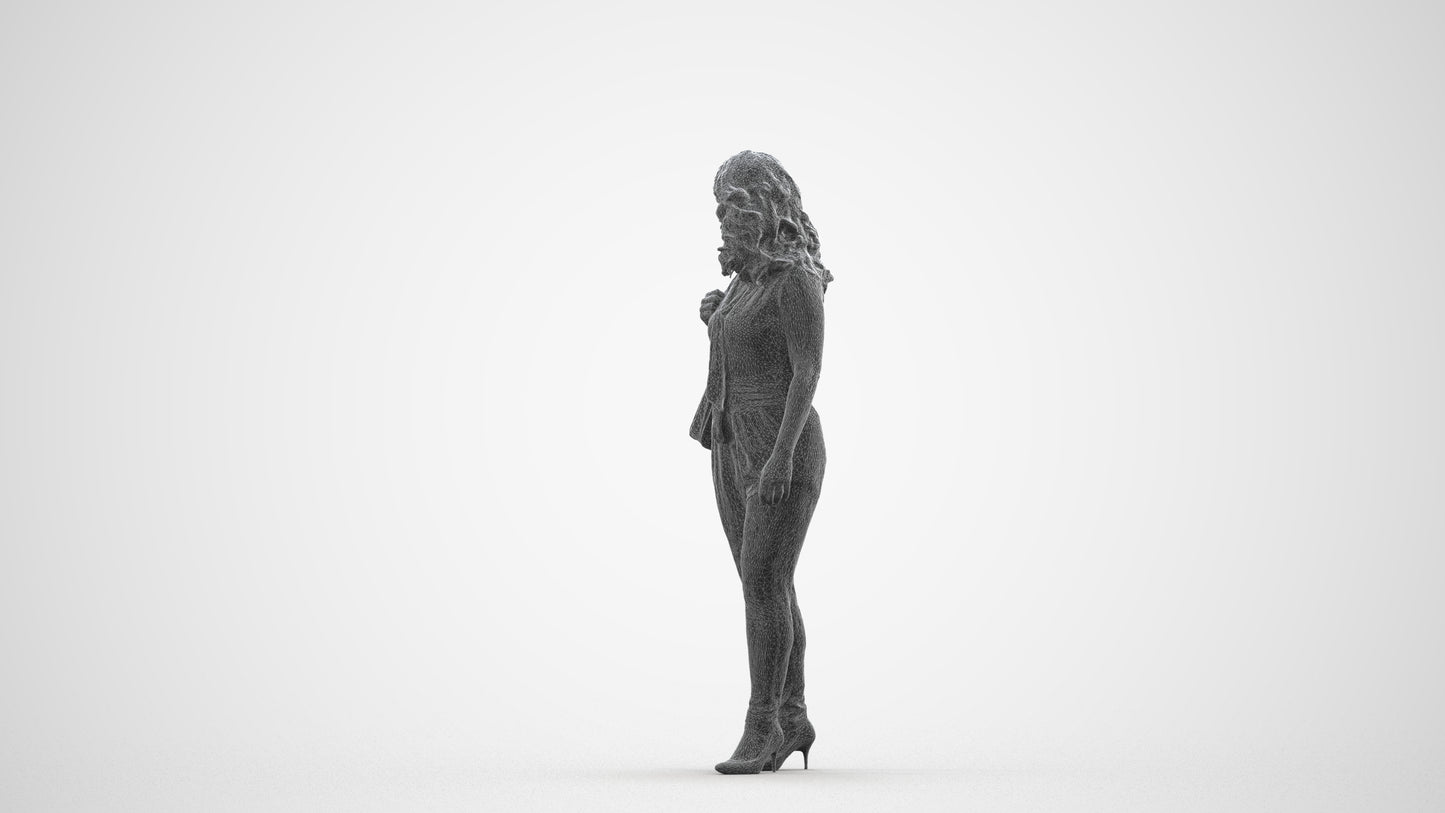 realistic 3D people woman business walking, render-ready for V-Ray and Corona, FBX OBJ, wireframe front view